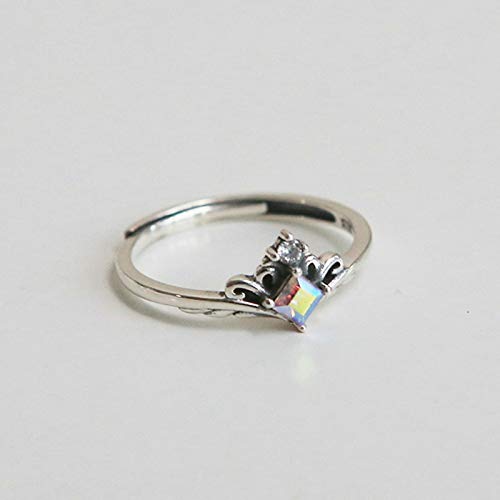 Alliance couple princesse et chevalier en argent bague réglable - 6