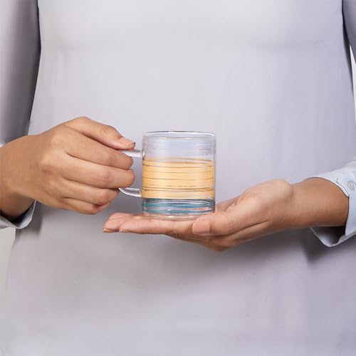 Borosil Vision Tea n Coffee Classic Mug Set of 6 Pcs 190 ml | Borosillicate Glass, Microwave Safe, Scratch Resistance, Lightweight | for Chai, Green Tea, Milk (Glance)