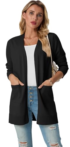 GRECERELLE Womens Lightweight Open Front Casual V-Neck Long Cardigan Sweater with Pockets, S-2XL4