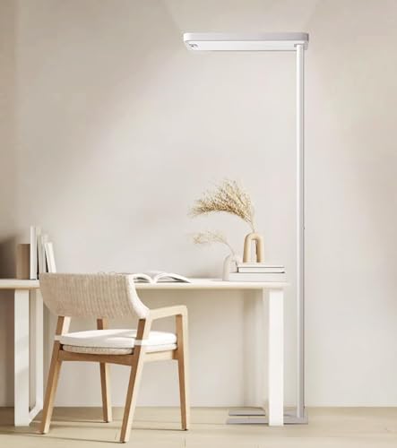 PalFish LED Floor Lamp, Eye Caring Tall Standing Light, 9500LM, 4000K, Full Spectrum 100W White Floor Lamp with Motion Sensor, Energy Saving LED Floor Light for Living Room, Bedroom & Home Office