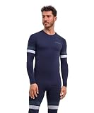 FALKE Maximum Warm Trend Round Neck M L/s Sh filo funzionale asciugatura rapida 1 pezzo, Maglia Uomo, Blu Space Blue 6116, S