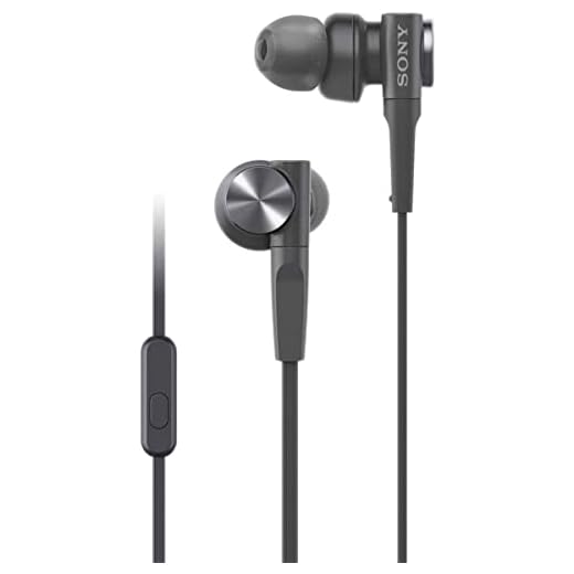 Sony MDRXB55AP Wired Extra Bass Earbud Headphones/Headset with Mic for Phone Call, Black