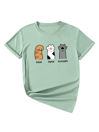 SOLY HUX Girl's Graphic Tees Cute Cartoon Print T Shirts Crew Neck Short Sleeve Summer Tops