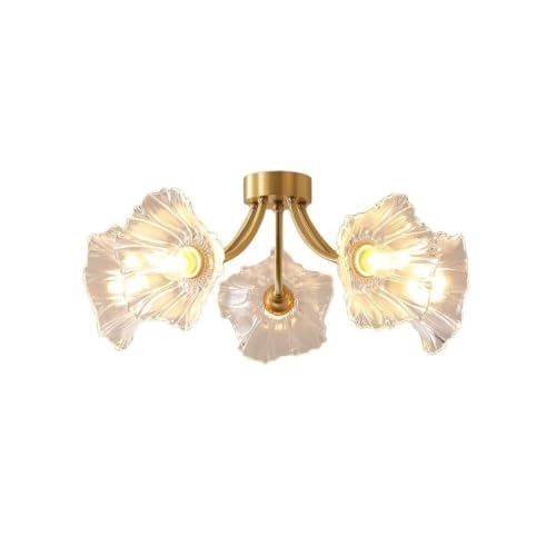 Lámpara techo vidrio texturizado pétalo vintage flor estilo mediados siglo