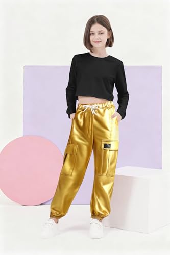 Image of SANGTREE Girls' 2 Piece Outfits T-Shirt and Drawstring Cargo Jogger Pants Clothing Set, 4-14 Years