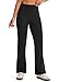 Libin Damen Flared Leggings Hohe Taille Sport Gym Yoga Elastische Leggings Schlaghose Sporthose Yogahose Sportleggins Lang Bootcut Hose mit Taschen 31", Schwarz XXL