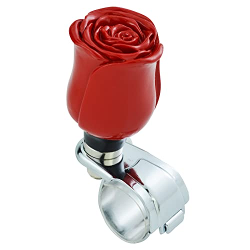 Temzzer Flower Steering Spinner Knob Power Booster Ball Heavy Car Turning Aid Helper for Most Manual Automotive Transmission Tractors (Red)