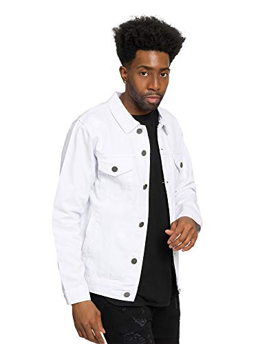 Victorious Men's Solid Color World Tour Denim Jean Jacket Dk192 - White - Small #TOP4