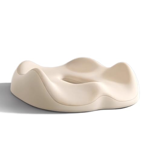 Cojin Coxis de Espuma Memoria, Cojin Silla Oficina Cojin Antiescaras Cojin Asiento Coche Conductor, Sillas Gaming, Rueda, Funda Lavable,Beige