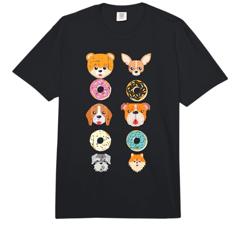 Puppy Donut Yummy Pattern Doughnut Animal Dog Lover Gift Comfort Colors Adult Heavyweight T-Shirt
