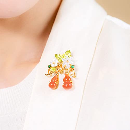 Damen-Brosche, Elegante Accessoires für Damen, südroter Achat, kürbisförmige Brosche, luxuriöse Hochzeits-Party-Brosche, Schmuck, Exquisite Broschen