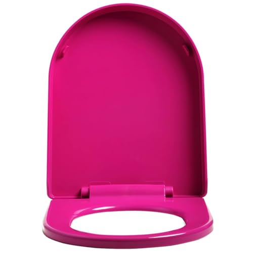 ViQutrg Sedile WC Soft Close, Sedile WC Allungato con Cerniere Regolabili, Copriwater A Forma di D/U, Sgancio Rapido per Una Facile Pulizia, Coperchio WC con Fissaggio Superiore(Color:Fucsia)