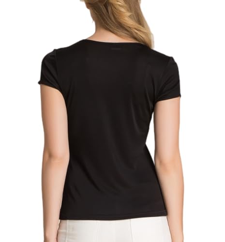 Womens Mulberry Silk T Shirts Basic Crewneck Short sleeve Tee Tops Blouse Summer Casual Solid Tshirts3