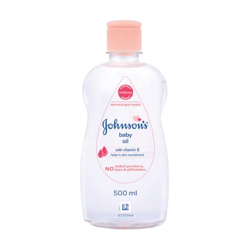 Johnson’s Non-Sticky Baby Oil with Vitamin E for Easy Spread and Massage (Clear, 500ml)