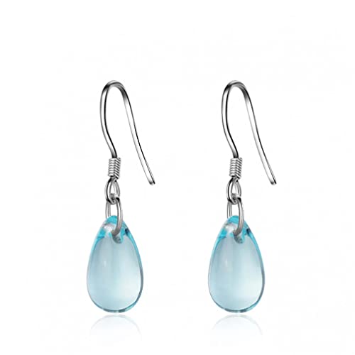 Boucles d'oreilles pendantes en argent sterling et opale bleue pour femme