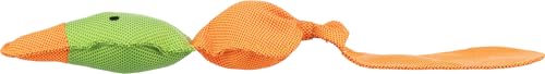 TRIXIE Ente Hundespielzeug - mit Stimme - Schwimmt komplett auf der Wasseroberfläche - 50 cm lang - orange/grün - 36207