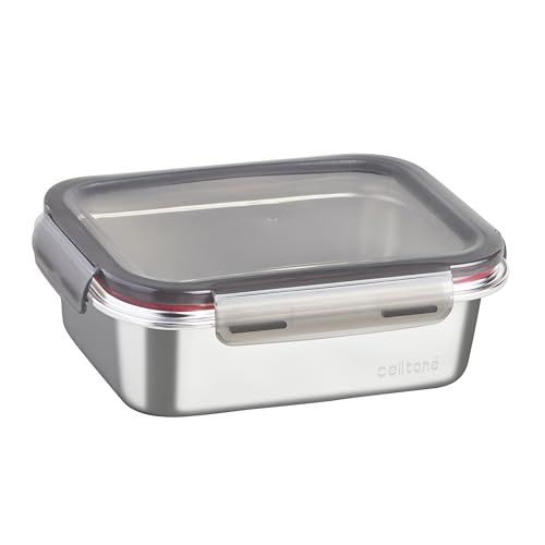 Image of Fridge to Oven Microwave Safe Stainless Steel Reusable Food Storage Containers with Leak-Proof and Airtight Lids (Rectangle 1300 ML)