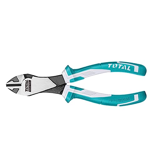 TOTAL - Alicate de Corte Diagonal Reforzado | 180 mm | Cortar Materiales Duros y Resistentes | Para Alambre, Cables, Clavos o Tornillos | Fabricado en Cromo Vanadio | Mango Bimaterial