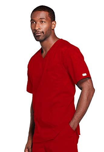 Image of Cherokee Scrubs for Men & Women V-Neck Scrub Top with 4 Pockets, Cotton Blend Soft Stretchy Easy Care Nursing Uniform - 4725