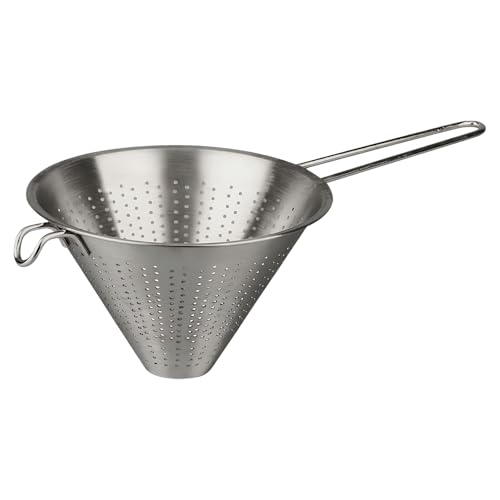 Spitzsieb Ø 16 cm - Küchensieb Edelstahl - Edelstahlsieb - Abtropfsieb - Poliert Metall Seiher - Edelstahl Küchensieb Abtropfen Nudeln Quinoa Gemüse Obst Tee - Silber (16 cm)