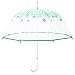 Kung Fu Smith Women Half Automatic Clear Flower Bubble Dome Shape Wind Stick Rain Umbrella, Green