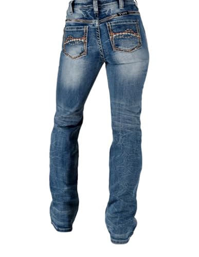 Cowgirl Tuff Western Jeans Womens Dynamo Bootcut Medium Wash JDYNAM4
