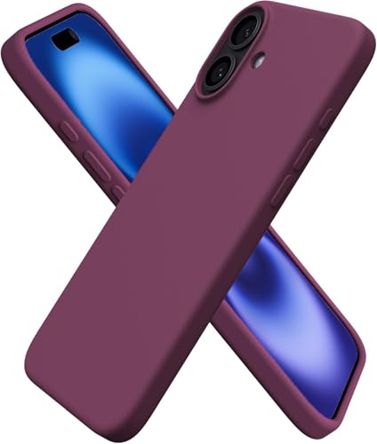 TR-PLANET Case for iPhone 16 Cover Liquid Silicone Rubber Soft Back Cover Shockproof Anti-Scratch Slim Thin Phone Case for iPhone 16 Maroon