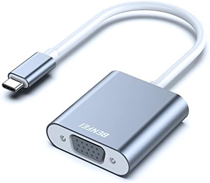 BENFEI USB C to VGA Adapter, Thunderbolt 3/4 to VGA Adapter Compatible with iPhone 15 Pro/Max, MacBook Pro/Air 2023, iPad Pro, iMac, S23, XPS 17, Surface Book 3 and More [Aluminium Shell,Grey]