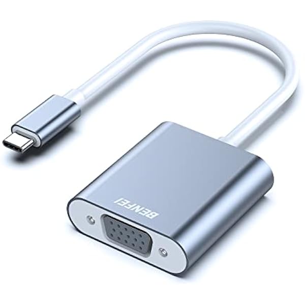 Adapter USB C na VGA, BENFEI Thunderbolt 3 na VGA męski na żeński, dla MacBook Apple 2019/2018/2017, wersja aluminiowa