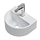EMKE Halbkreisförmiges Waschbecken, 303 x 255 x 120 mm, hängendes Waschbecken zur Wandmontage, Keramikwaschbecken für Gäste-WC und Badezimmer, modernes Design, Weiß glänzend