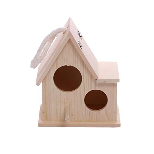 Nichoir oiseaux en bois pour jardin suspendu nid naturel double entrée taille S