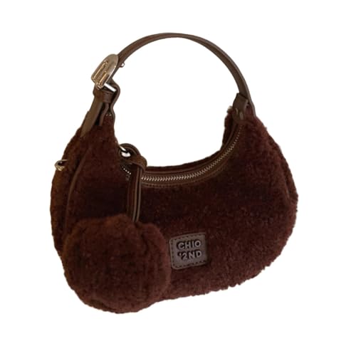 Pochette sac à main tendance en peluche aux finitions soignées pour femme