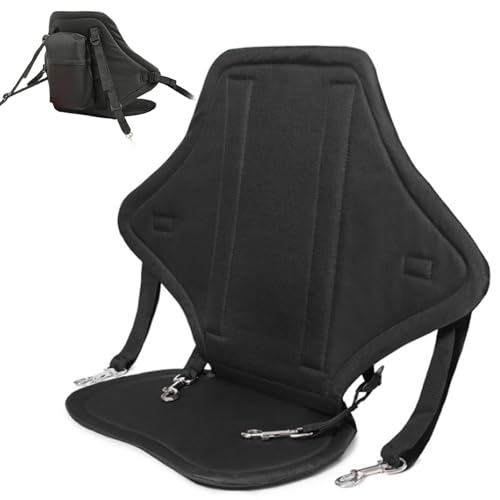 Siège de kayak avec support dorsal Siège de planche à pagaie/canoë réglable en nylon avec mousquetons et sac rangement Accessoires kayak réutilisables...