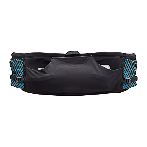 Nathan Running Belt Pinnacle Hydration Waistbelt/WaistPack. Includes Soft Flask, Storage, Zipper Pocket. For Running, Hiking Fanny Pack. No Bounce! (Black/Blue Me Away, S/M)