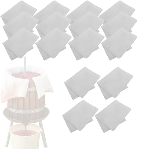 BURI 16 paños de presión para prensa de frutas de 12 l, para prensador de frutas, 42,5 x 47 cm, bolsa de malla fina y lavable, filtro de presión, red de filtro