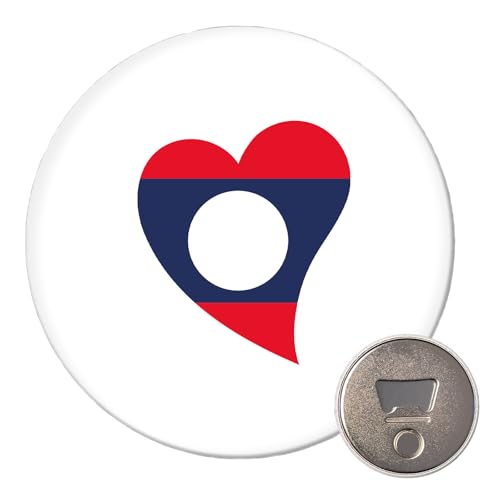 Huuraa Magnet Laos Flagge Herz 59mm Kühlschrankmagnet r& Flaschenöffner Geschenkidee