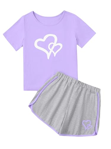 Image of Girl's 2 Piece Outfits Cute Summer T-Shirt and Graphic Shorts Clothing Sets