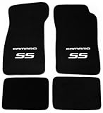 AveryAutoMats Custom Fit 4 Piece Carpet Floor Mats Compatible with 1967-1969 Chevrolet Camaro with Silver SS Embroidered Logo on Front Mats - Black