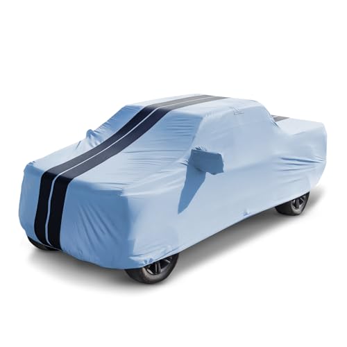 Image of Coverland Custom Truck Cover for 1994-2018 Dodge Ram 1500 Regular Cab, 6.5 ft. Regular Bed, Waterproof & Wind Protection, All Weather Covers for UV, Rain, Snow Protector, Stripe(Gray /Black)