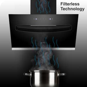Image of Elica 90cm 1200 m3 /hr Filterless Autoclean Kitchen Chimney with 15 Years Motor & 5 Years Comprehensive Warranty | EFL-S907 HAC LTW VMS | Touch + Motion Sensor Control | Black