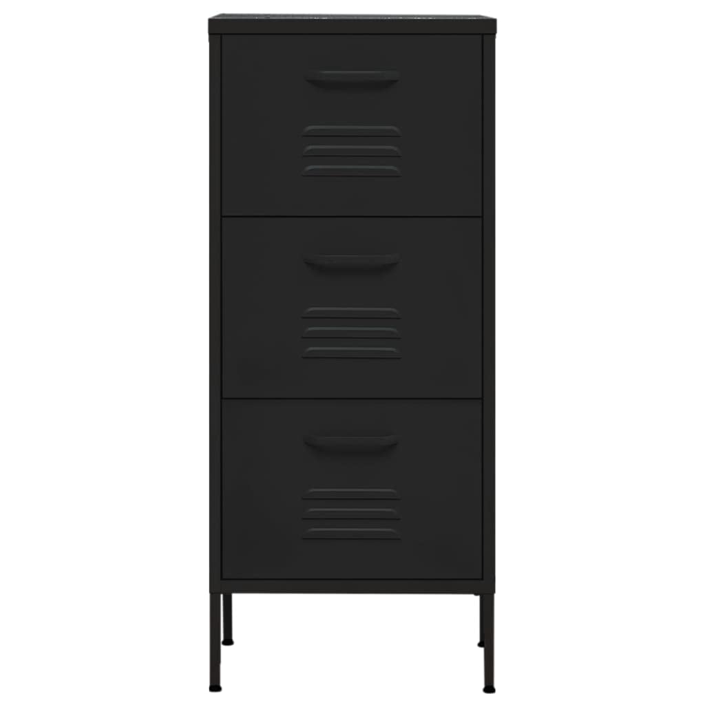 vidaXL Lagerschrank Sideboard Kommode Anrichte Stahlschrank Schrank Beistellschrank Mehrzweckschrank Bücherschrank Standschrank Schwarz 42,5x35x101,5cm Stahl