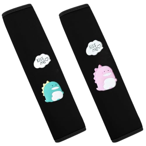 SIRLOMU Almohadilla Premium para Cinturón (2 piezas), Mayor Comodidad en Viajes, con Acolchado Suave, Protector Extraíble, Funda para Coche, Cuello/Hombro, Apto para Adultos y Niños (Negro)