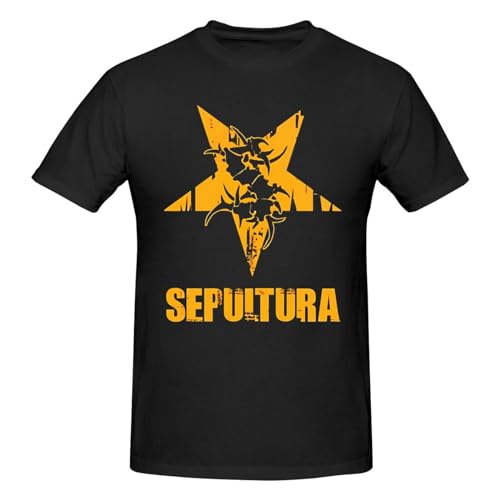 Dayalany Sepulturas Men's Shirt Top Fashion Casual Breathable Cotton Short Sleeve T-Shirt Fashion Cool Custom T-Shirt Top Black Large
