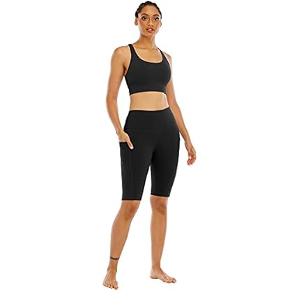 WHOUARE 4 Pack Biker Yoga Shorts with Pockets for Women,High Waisted Athletic Running Workout Gym Shorts Tummy Control - Image 6