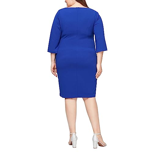 Image of Alex Evenings Womens Plus Size Short Shift Dress with Embellished Illusion Detail