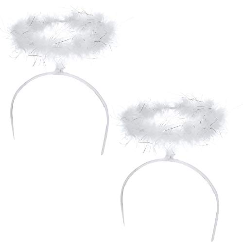 2 Pieces Angel Halo Headband Feather Angel Headband White Halo Headband Halloween Costume