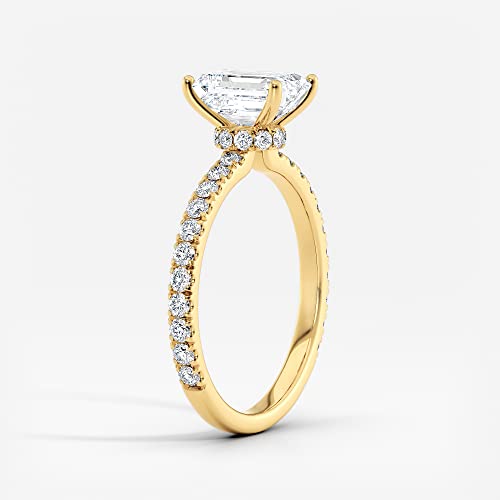 Diamond Wish IGI Certified 1 to 2 1/5 Carat Emerald Cut Lab Grown Diamond Ribbon Halo Engagement Ring for Women in 14k Gold with Side Stones (I-J, VS-SI, cttw) Anniversary Promise Ring Size 4 to 93