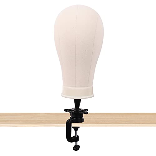 MapofBeauty 23 Zoll Leinwand Block Kopf Perücke Kopf Mit Stand für Making Perücke Mannequin Kopf Zeigen Styling (Beige)