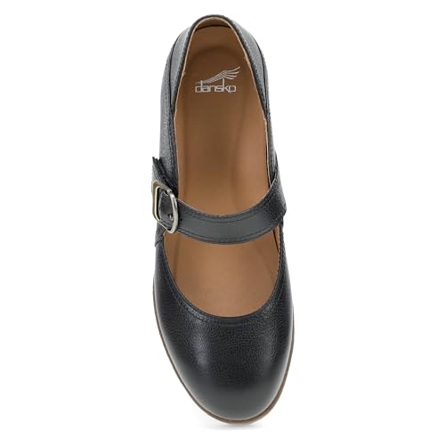 Dansko Sandy Wedge Mary Jane for Women - Durable Waterproof Leathers and Leather-Stacked Heel - Adjustable Hook & Loop Strap with Buckle Detail2