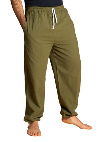 PANASIAM E-Pants lang, Baumwolle, olivengrün, L
